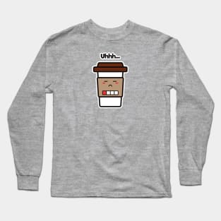 Uhhh... | Coffee Cup | Charging | Low Battery | Cute Kawaii | Dark Gray Long Sleeve T-Shirt